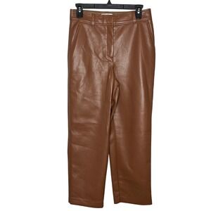 Aritizia Babaton‎ Wide Leg Vegan Leather Pants Size 6 Chocolate Brown